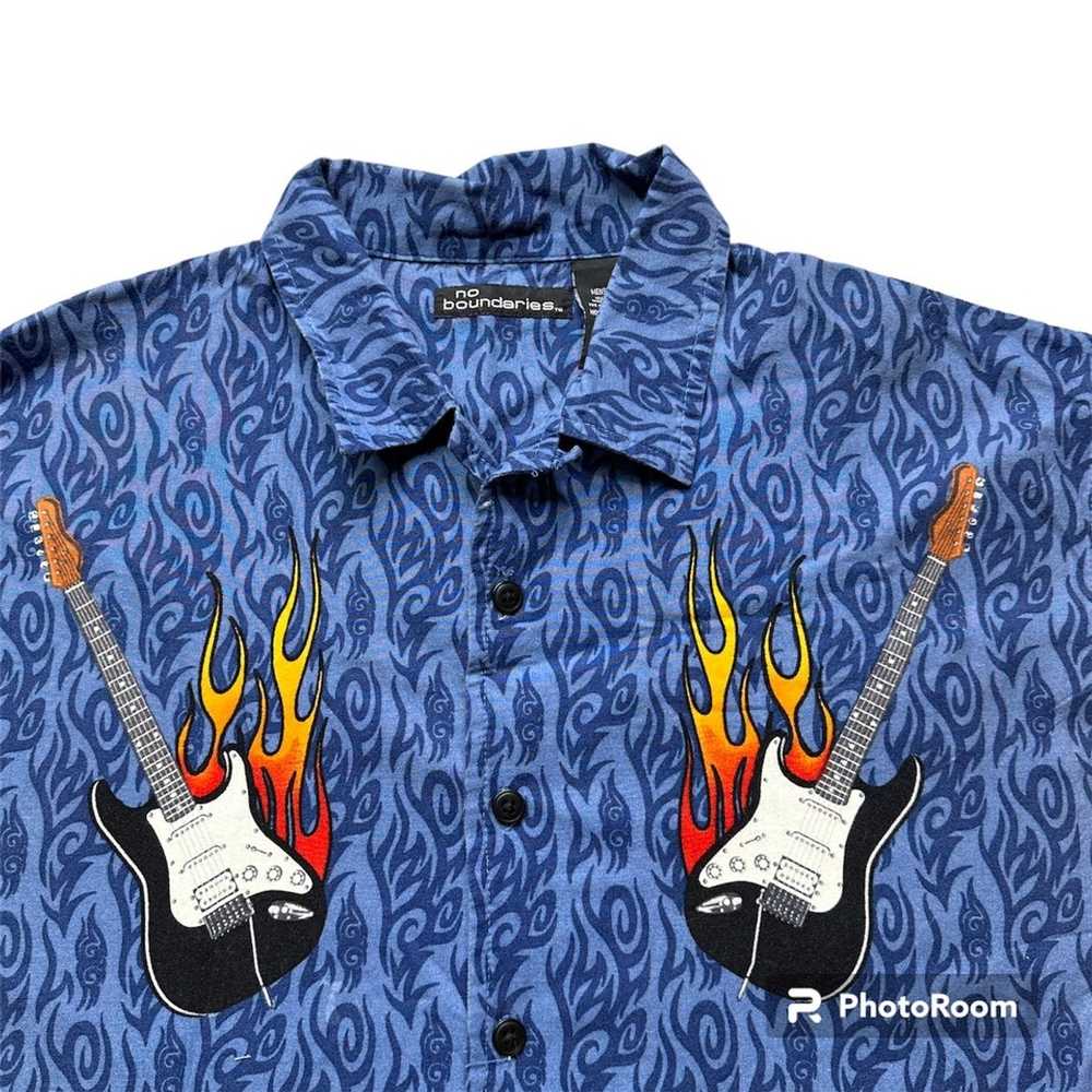 Vintage No Boundaries Guitar Flames Button Up Shi… - image 2