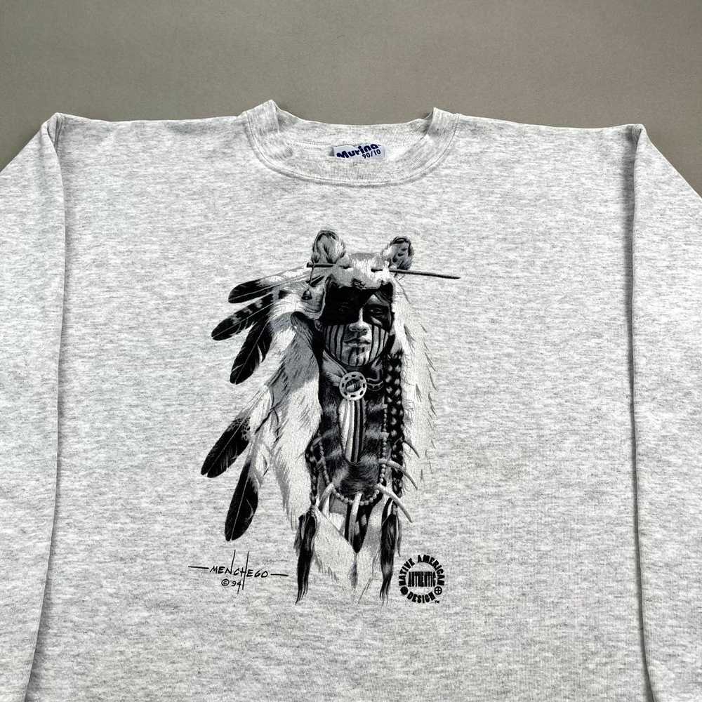 Vintage Vintage Native American Sweatshirt Gray C… - image 2