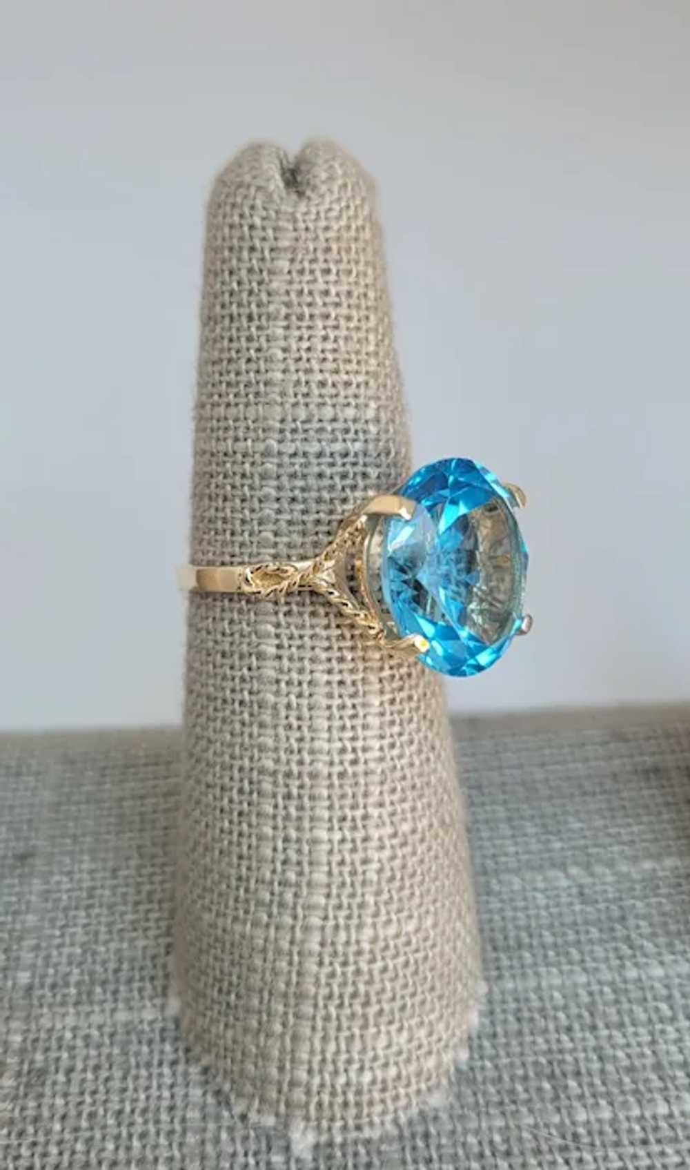 Vintage 14k Gold Swiss Blue Topaz Ring - image 2