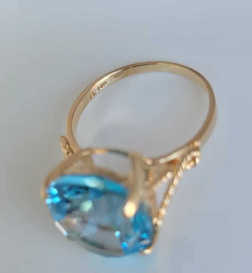 Vintage 14k Gold Swiss Blue Topaz Ring - image 4