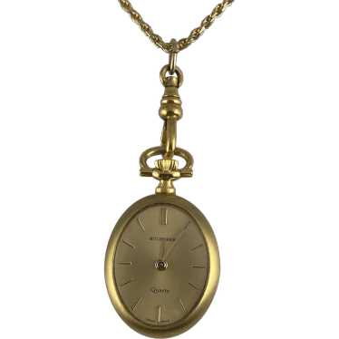 Swiss Made Vintage Bucherer Quartz Pendant with B… - image 1