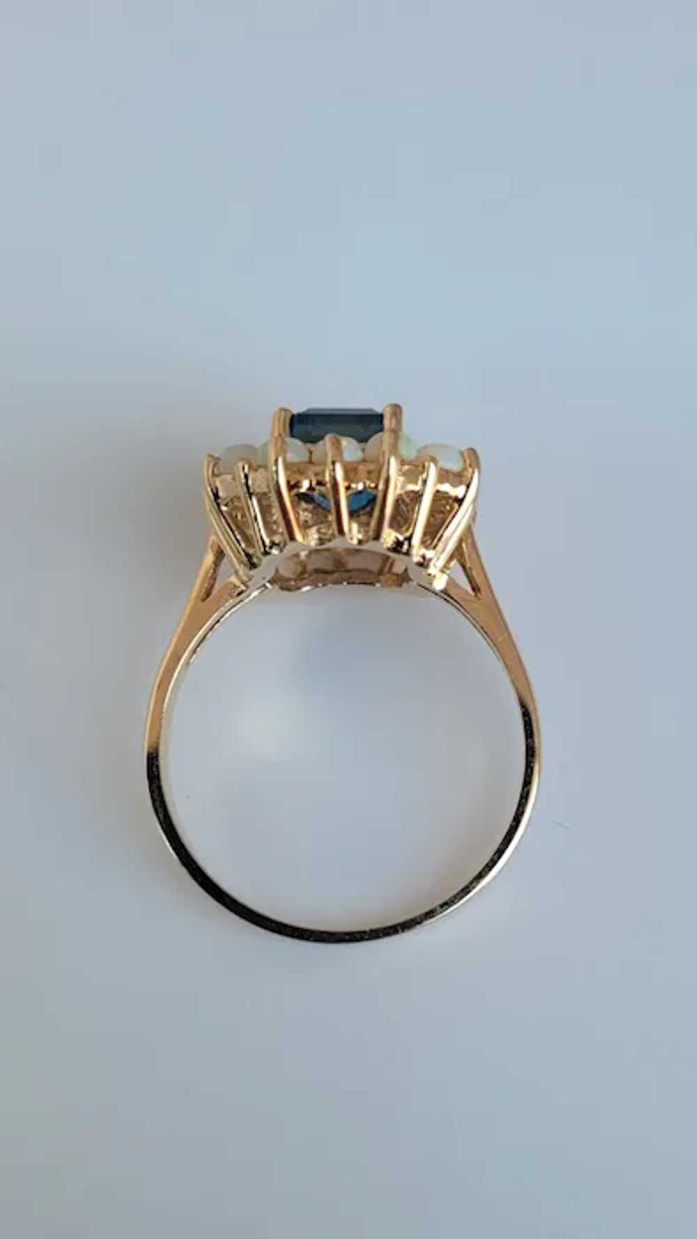 14K Gold London Blue Topaz Opal Ring - image 5