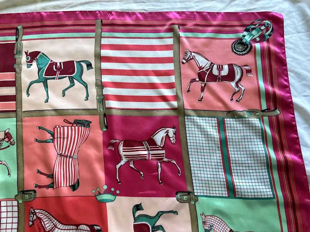 Large Colorful Polyester Square Scarf Horses With… - image 6