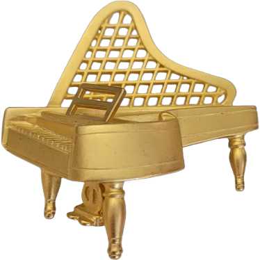Gold Tone Grand Piano Figural Pin Brooch K216 - image 1