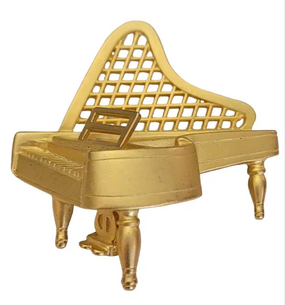 Gold Tone Grand Piano Figural Pin Brooch K216 - image 9