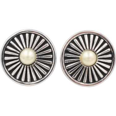 Cufflinks Faux Pearl Spoked Circle