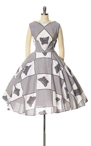 1950s Butterfly Gingham Circle Skirt Sundress | sm