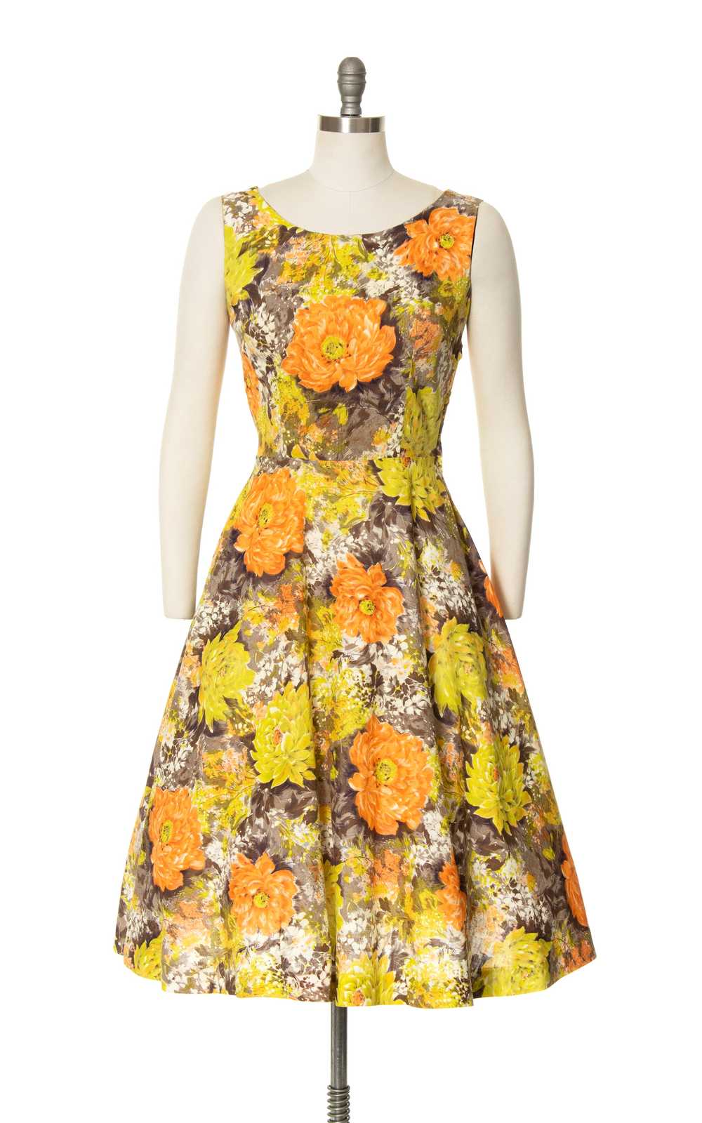 1960s Floral Print Cotton Sundress | small - image 1