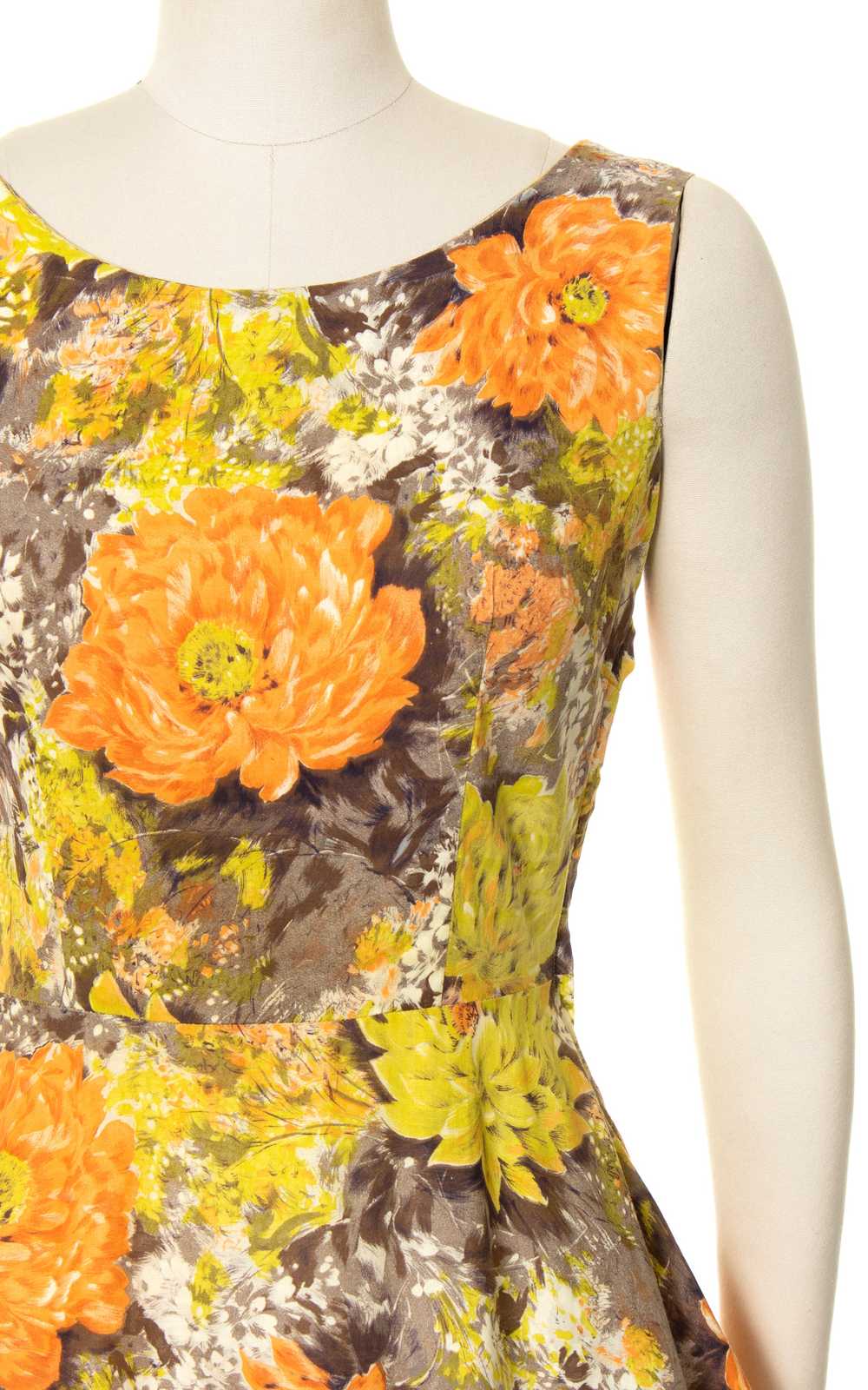 1960s Floral Print Cotton Sundress | small - image 2