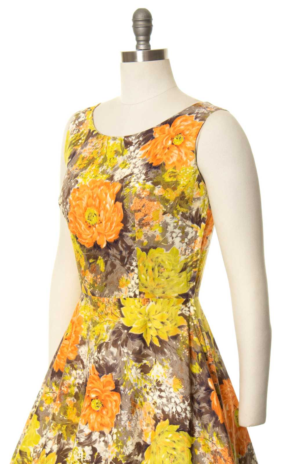 1960s Floral Print Cotton Sundress | small - image 5