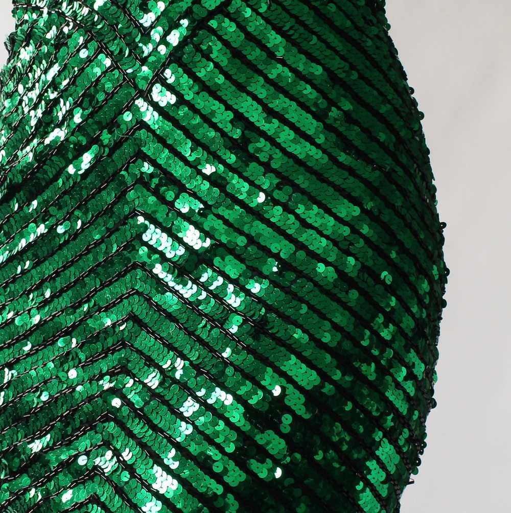 Vintage Cache Emerald Sequined Dress - image 7