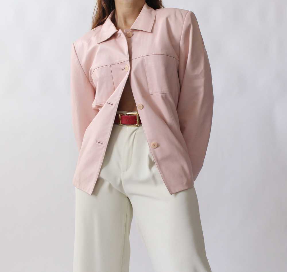 90s Soft Petal Pink Leather Jacket - image 1