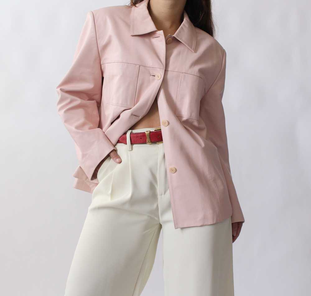 90s Soft Petal Pink Leather Jacket - image 2