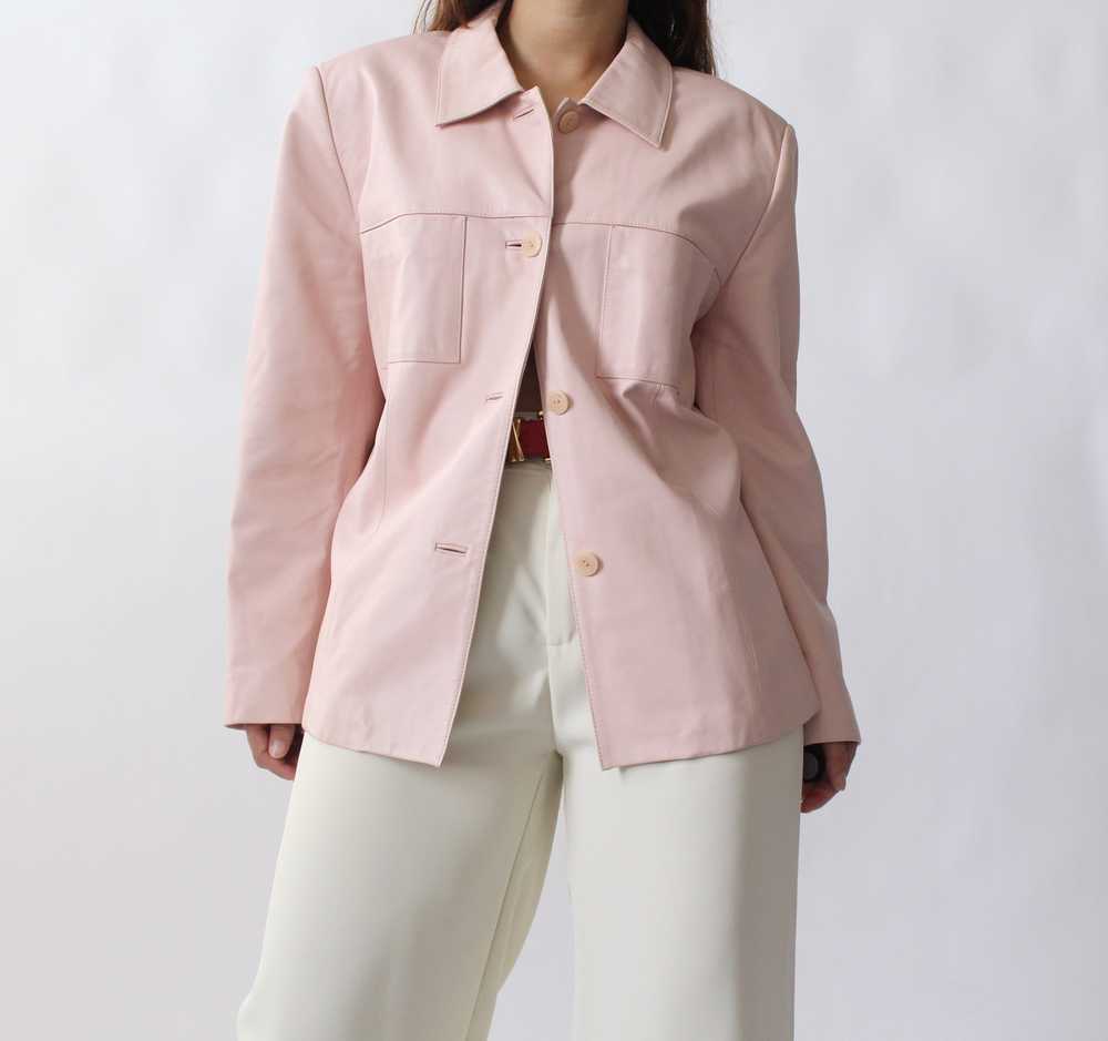 90s Soft Petal Pink Leather Jacket - image 3