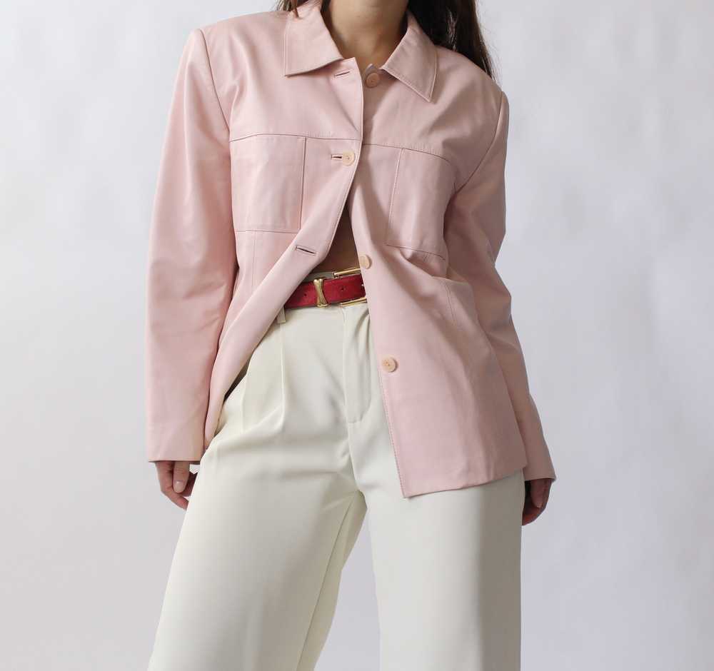 90s Soft Petal Pink Leather Jacket - image 4