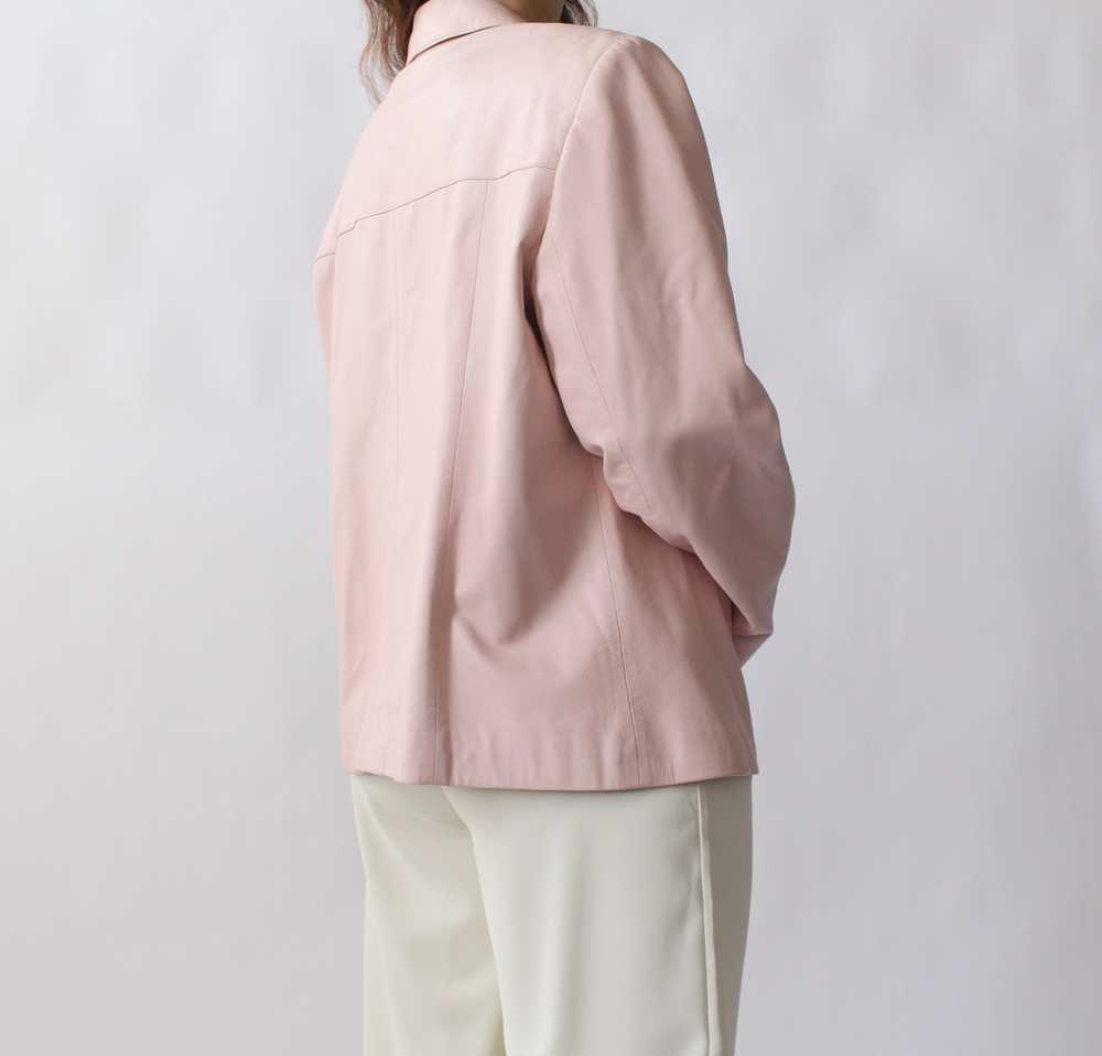 90s Soft Petal Pink Leather Jacket - image 5