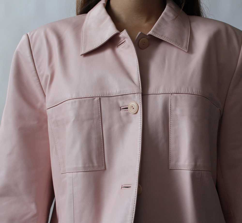 90s Soft Petal Pink Leather Jacket - image 6