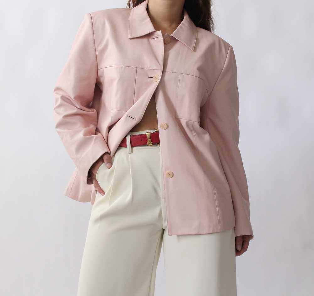 90s Soft Petal Pink Leather Jacket - image 7