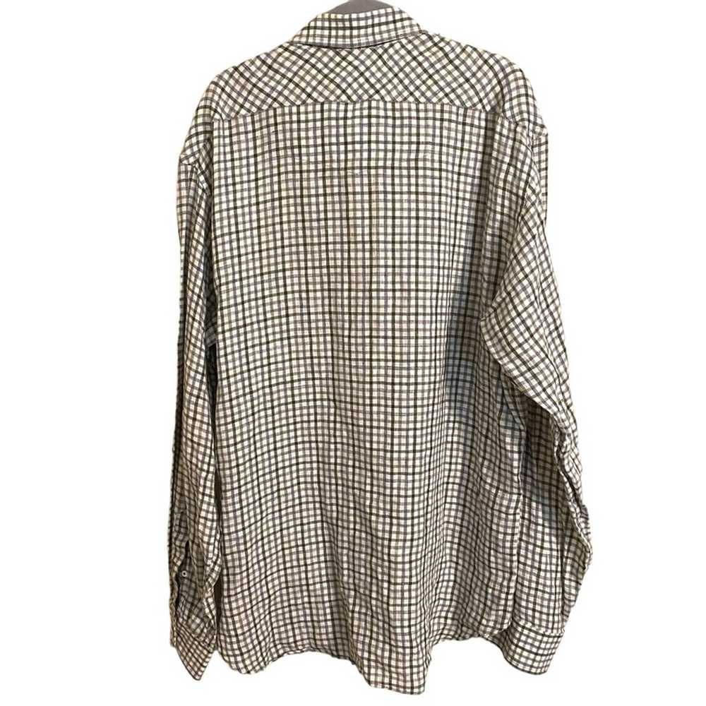 Billy Reid Billy Reid Linen Black Gray Plaid Butt… - image 2