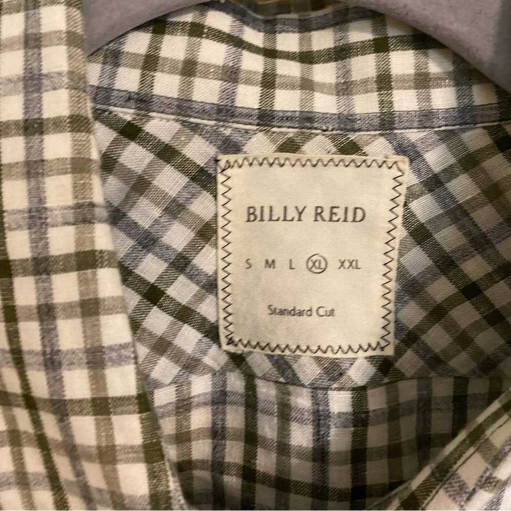 Billy Reid Billy Reid Linen Black Gray Plaid Butt… - image 6