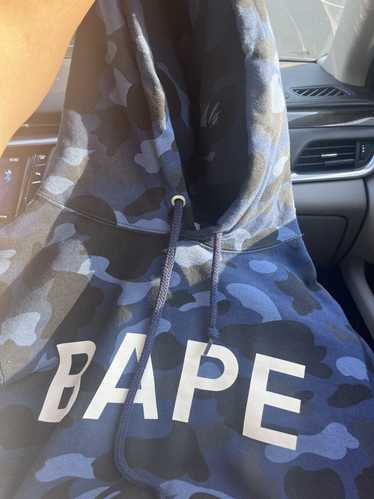 BAPE Color Camo Logo Tape Pullover Hoodie Blue