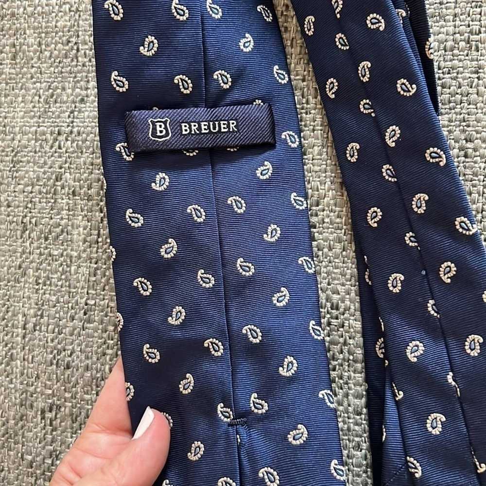 Breuer Mens Luxury Silk Tie - Blue - Made in Ital… - image 3
