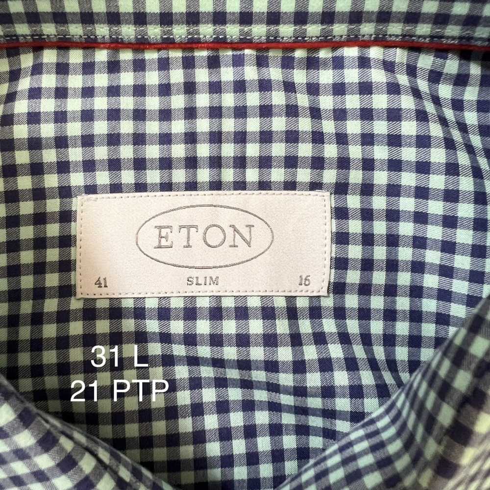 Eton × Sportswear Eton Dress Shirt 16 Blue Teal C… - image 4