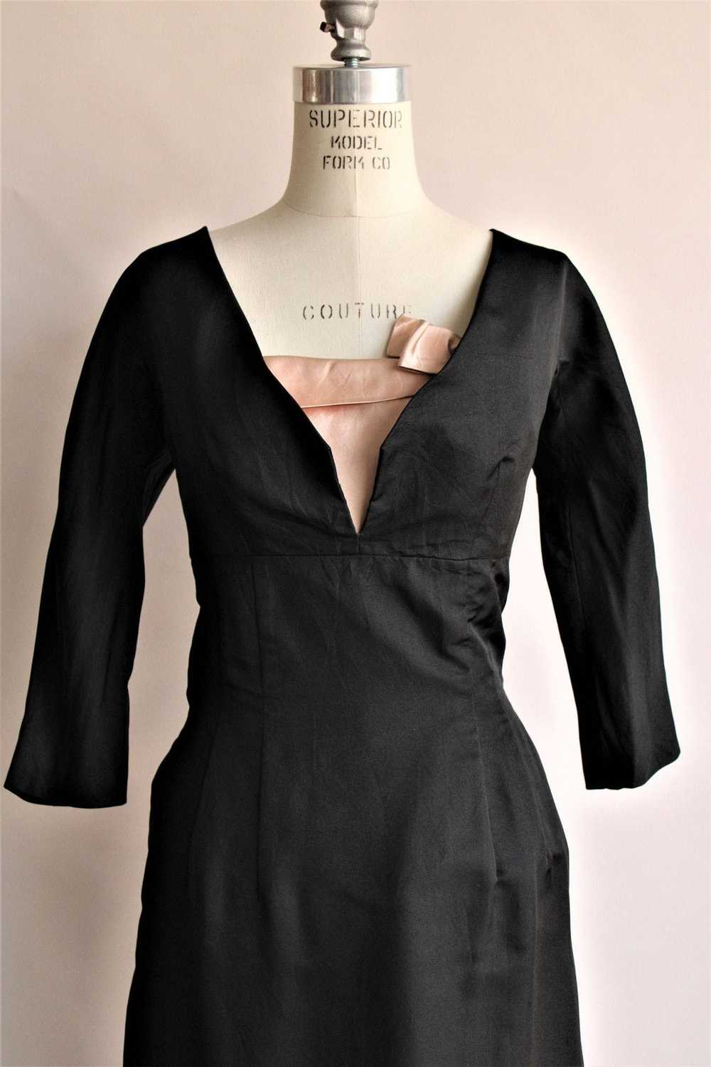 Vintage Vintage 1950s Dress / Black Silk Taffeta … - image 3