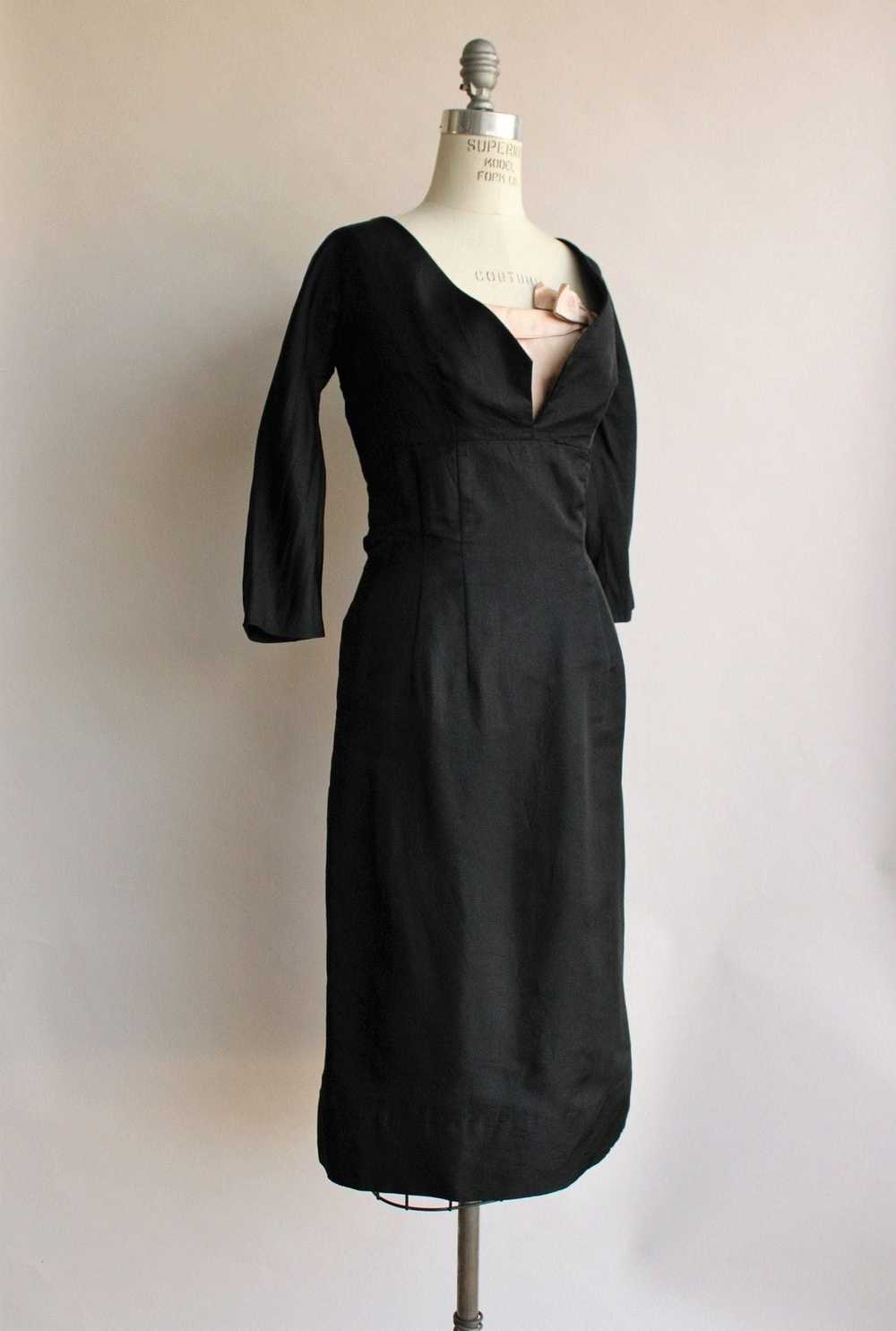Vintage Vintage 1950s Dress / Black Silk Taffeta … - image 4