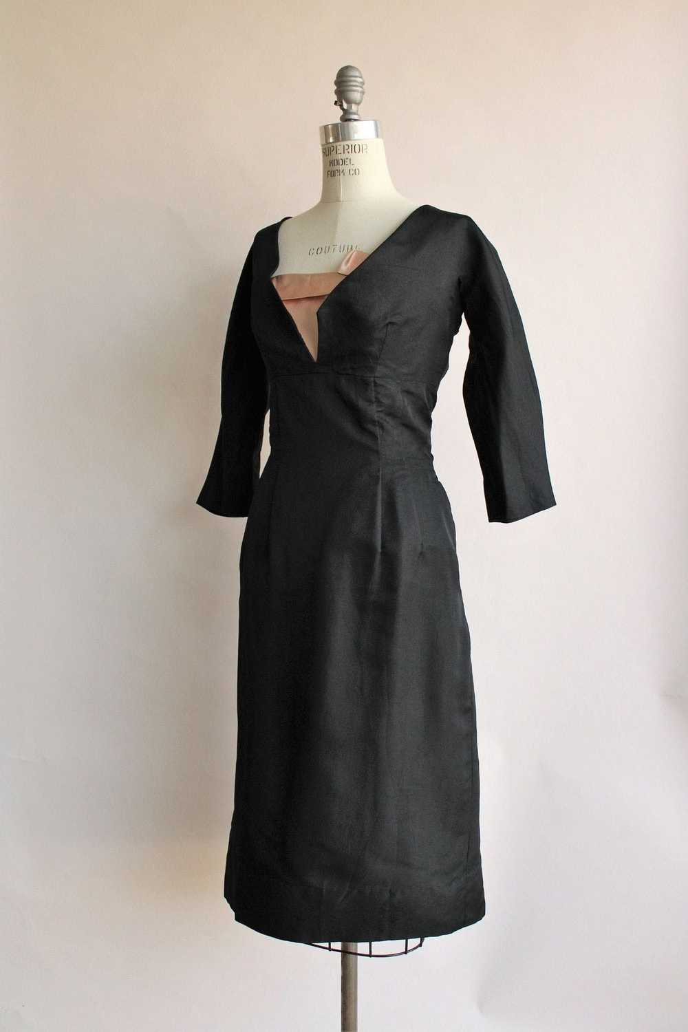 Vintage Vintage 1950s Dress / Black Silk Taffeta … - image 5