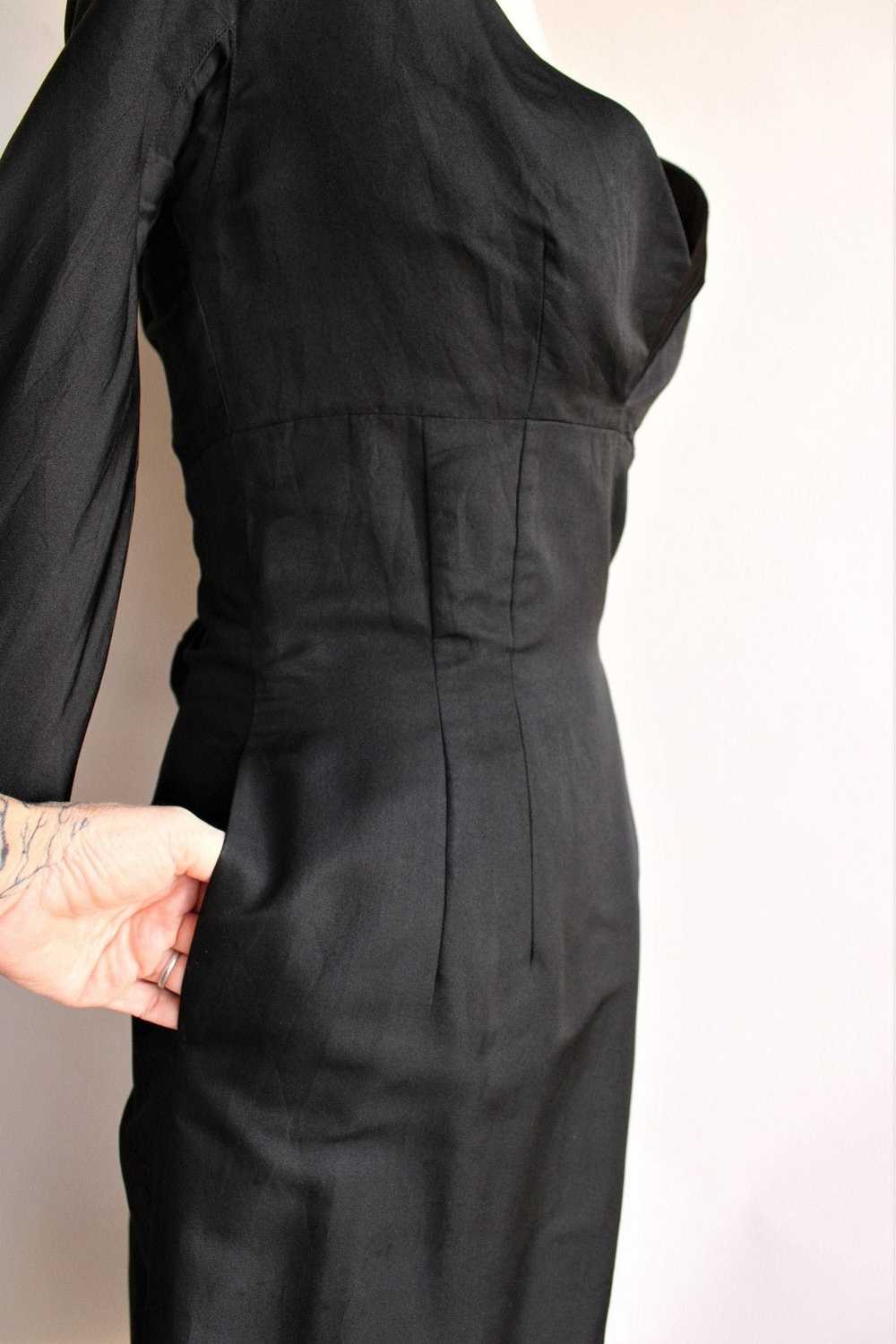 Vintage Vintage 1950s Dress / Black Silk Taffeta … - image 8