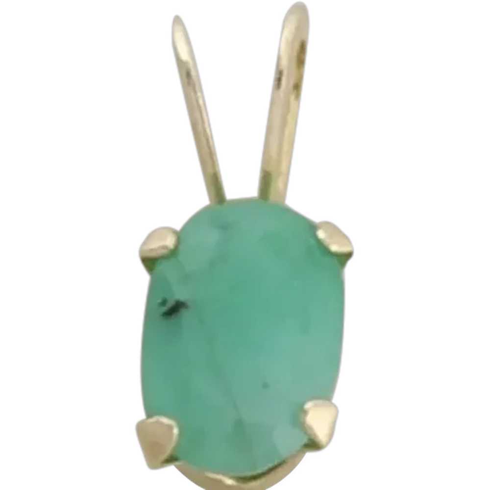 Pendant Only 14k Yellow Gold Natural Emerald Pend… - image 1