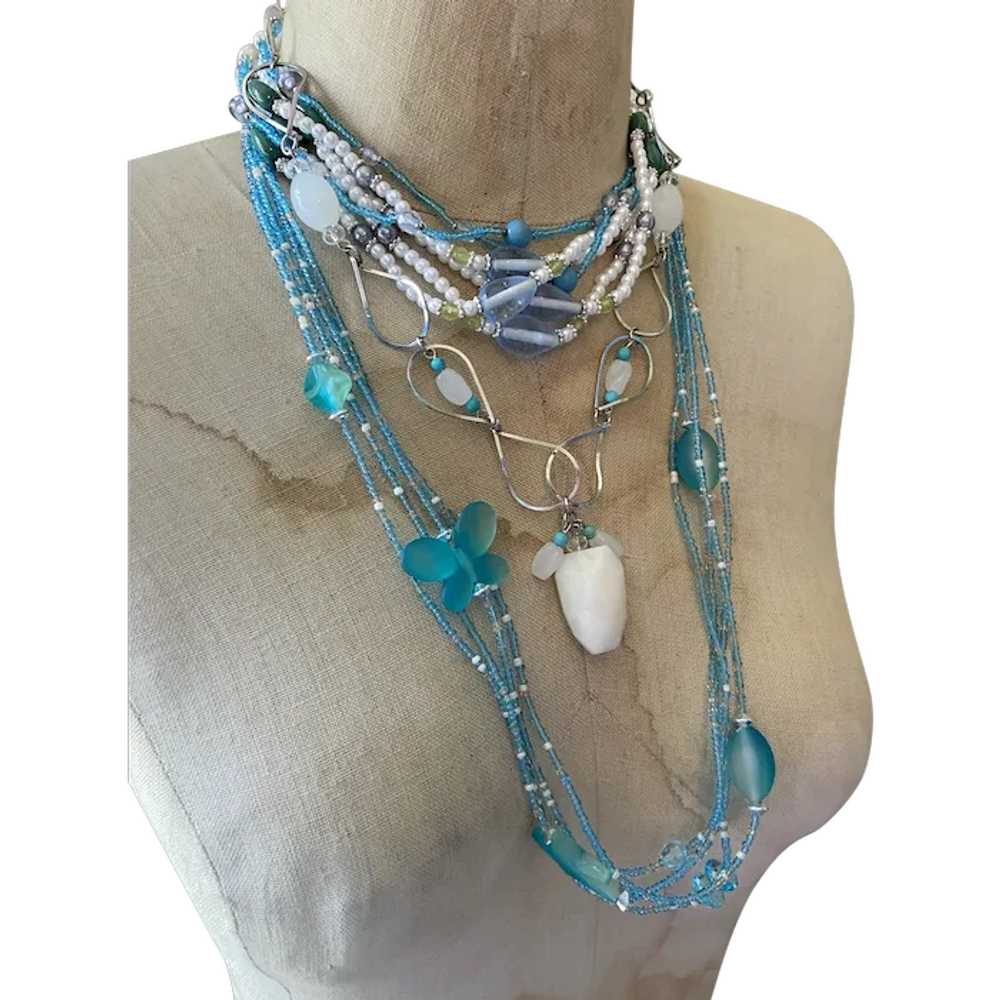 Necklace Layered Lot, Boho Statement, Turquoise, … - image 1