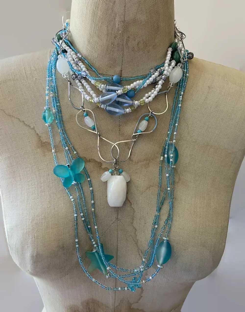 Necklace Layered Lot, Boho Statement, Turquoise, … - image 3