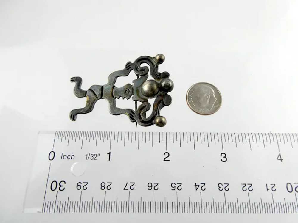 Vintage Taxco Mexico 980 Silver Tribal Glyph Broo… - image 10