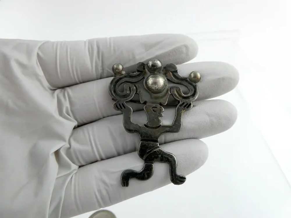 Vintage Taxco Mexico 980 Silver Tribal Glyph Broo… - image 7