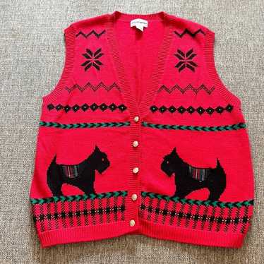 Alfred Dunhill Red & Black Yorkie Sweater Vest - A