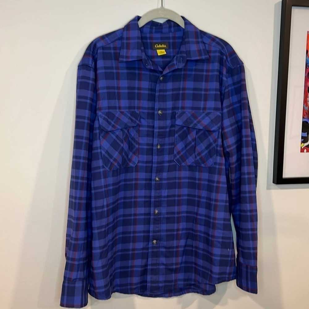 Cabelas Cabela’s button down flannel blue plaid M - image 1