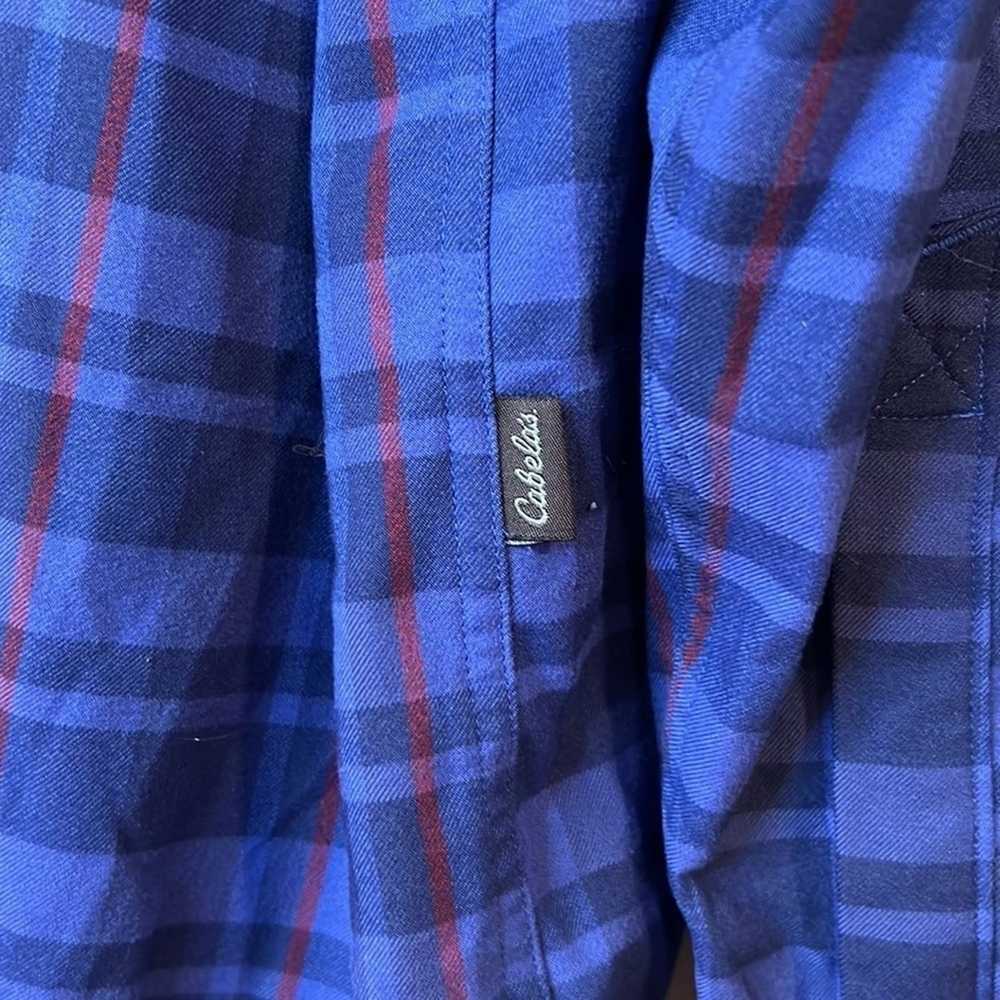 Cabelas Cabela’s button down flannel blue plaid M - image 6