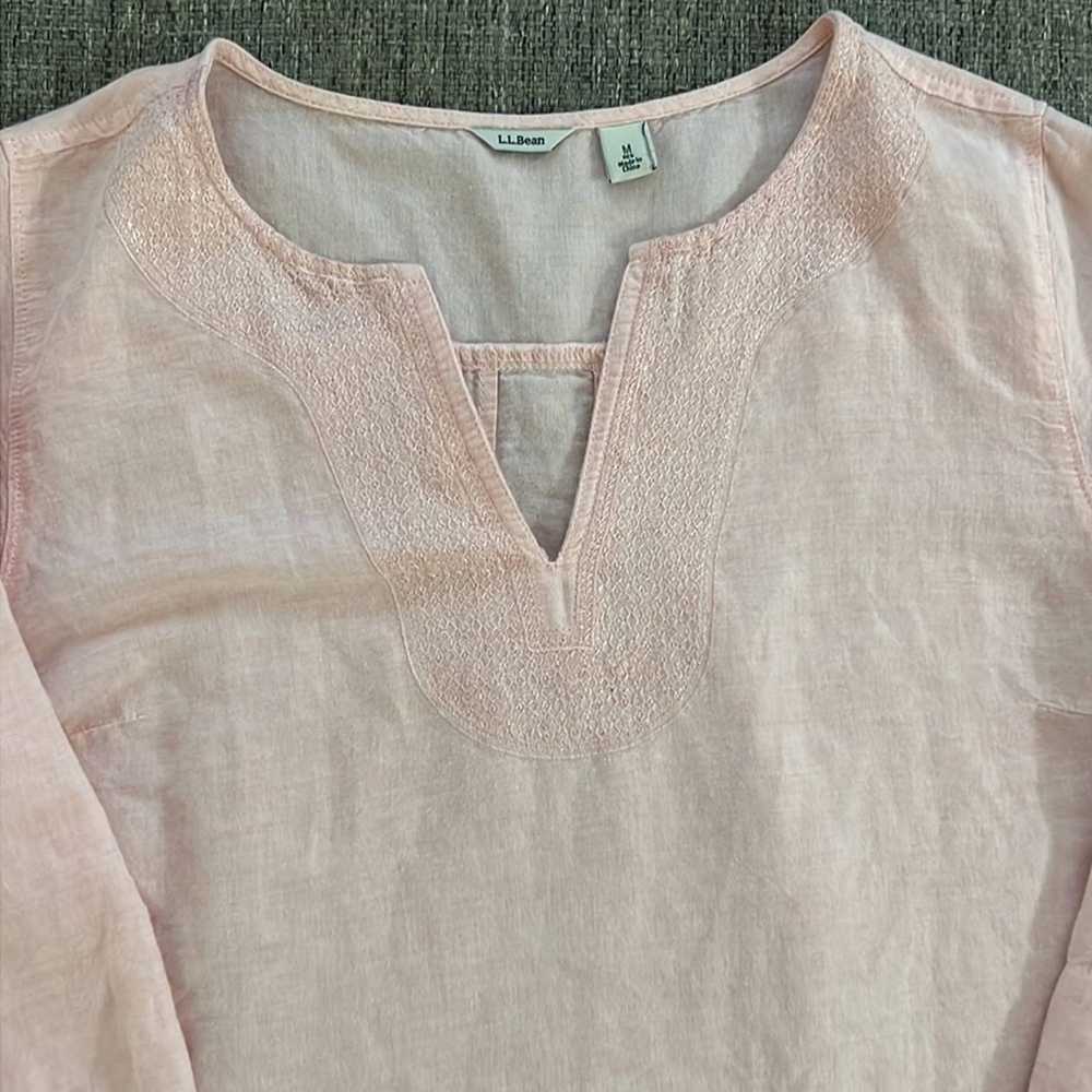 L.L. Bean LLBEAN Pink Linen and Cotton Tunic Top … - image 3