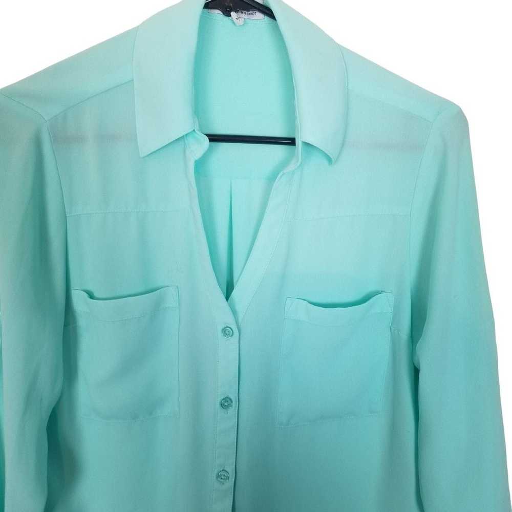 Express Express Womens S Blue Green Long Roll Tab… - image 3