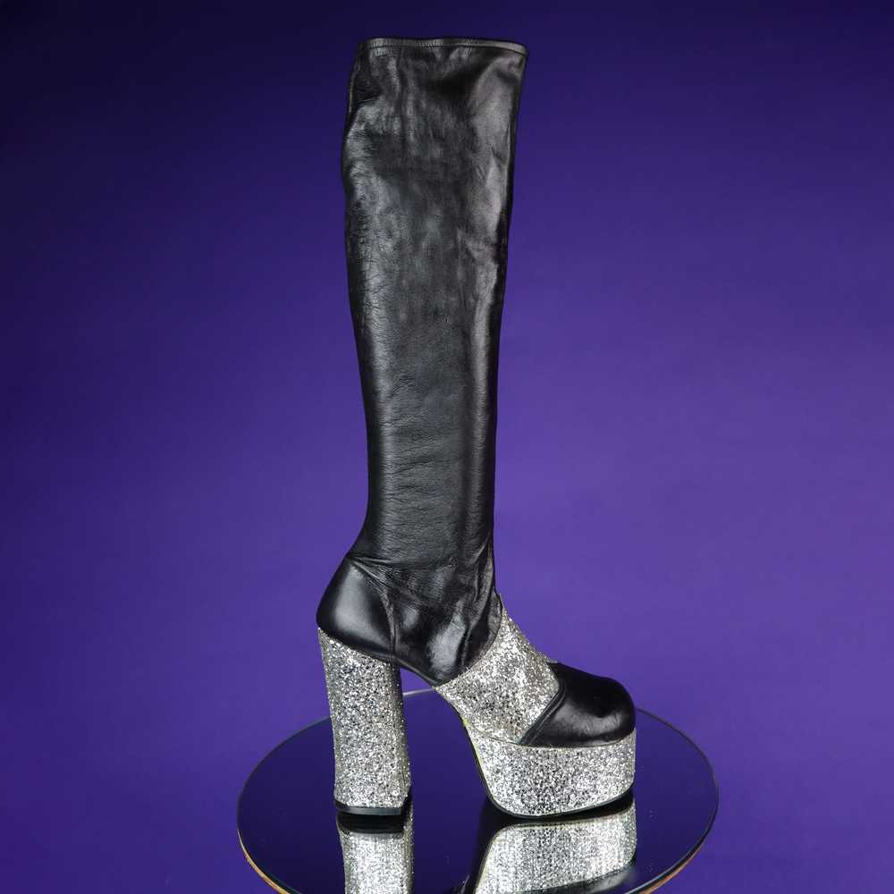 Vintage 1970s Glitter Disco Ball Platform Boots - image 2