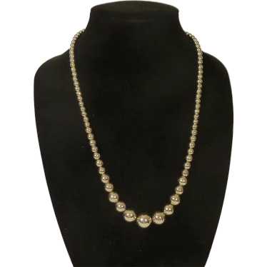 Silver Graduated Beaded Ball Chain Necklace