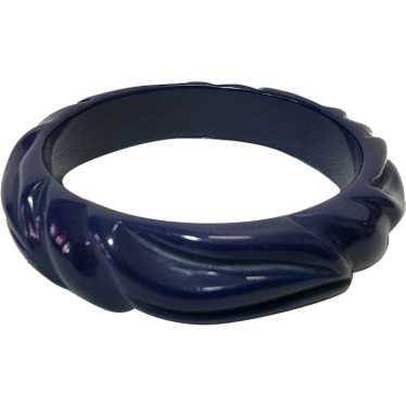 Molded cobalt blue plastic bangle bracelet - image 1
