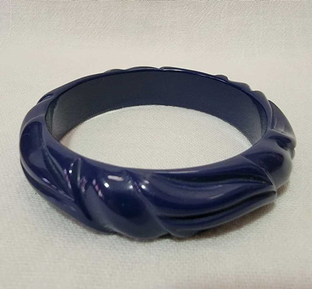 Molded cobalt blue plastic bangle bracelet - image 3