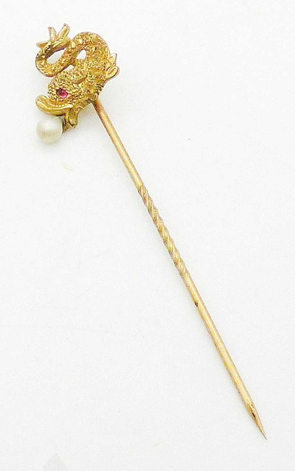 Antique Gilded Koi Fish Stick Pin - image 1