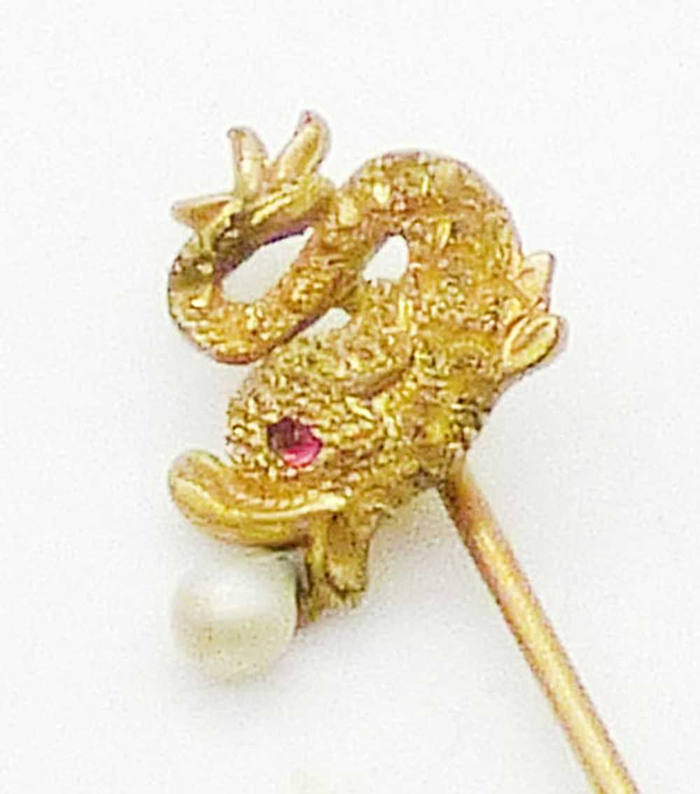 Antique Gilded Koi Fish Stick Pin - image 2