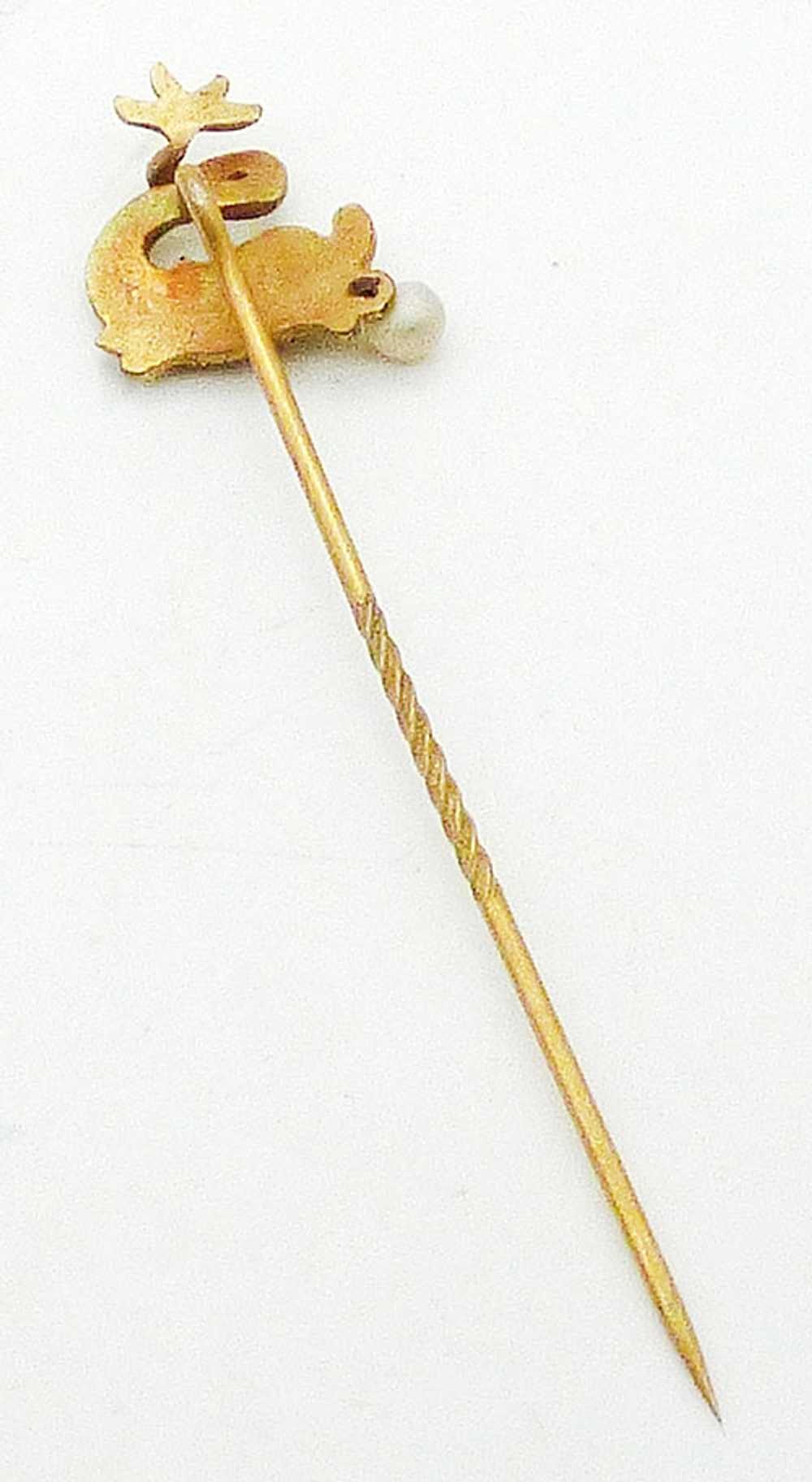 Antique Gilded Koi Fish Stick Pin - image 3