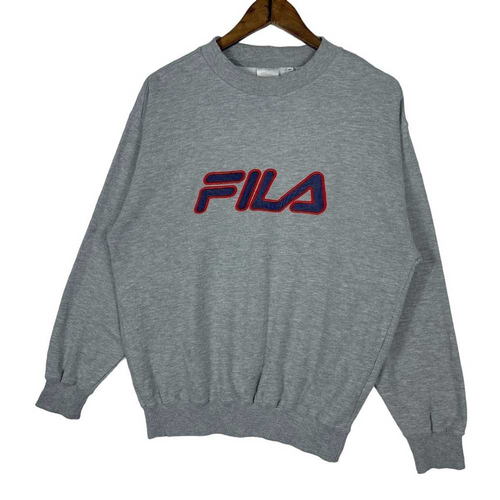 Fila Vintage Fila Sweatshirt Crewneck Grey Big Lo… - image 3