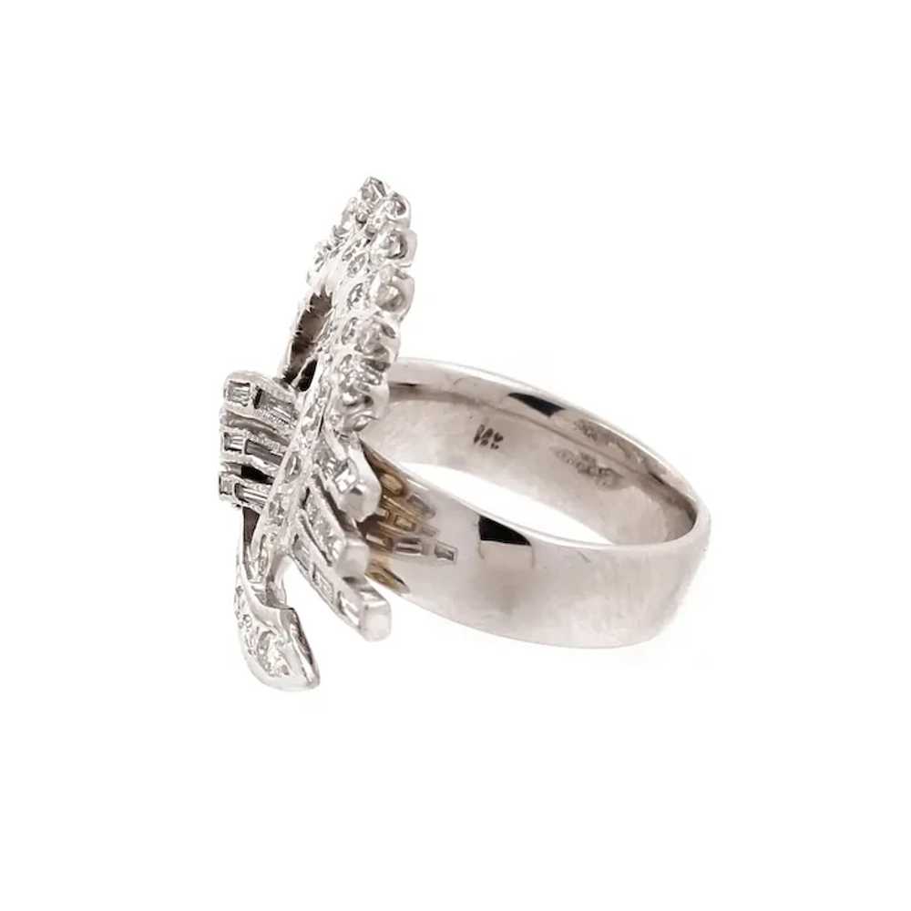 Estate Diamond Ribbon Statement Ring 14K White Go… - image 3